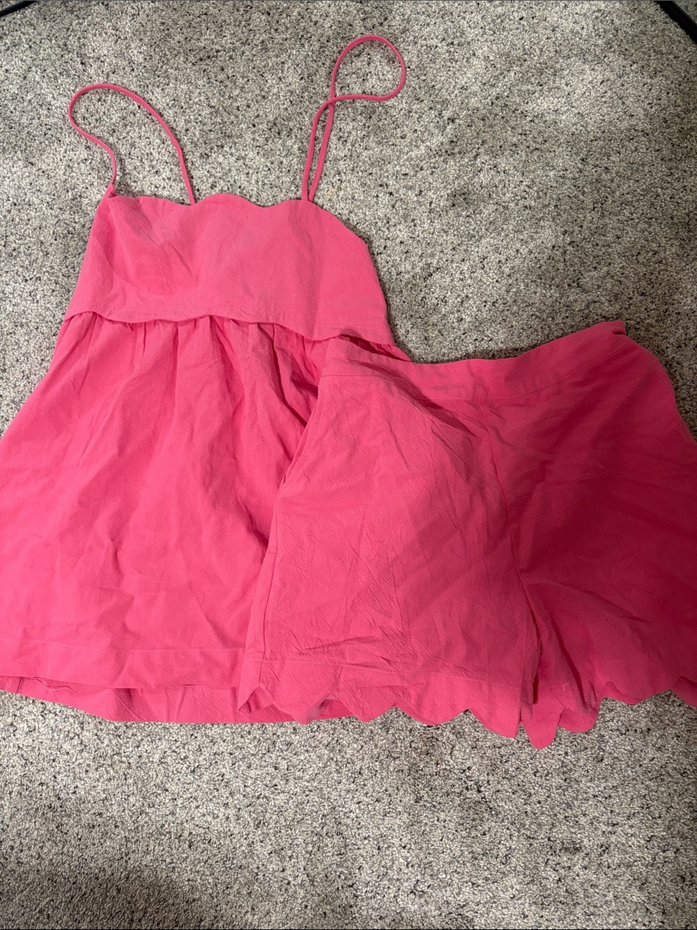 Women’s Pink Scallop Hem Spaghetti Strap set